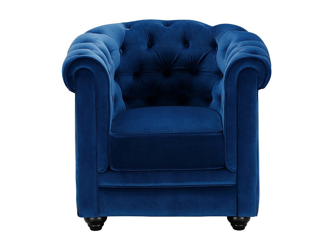 Lot de 2 fauteuils Chesterfield bleu velours