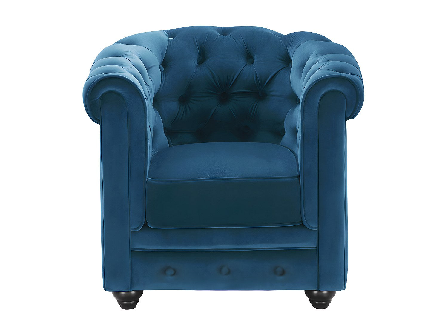 Lot de 2 fauteuils Chesterfield bleu velours