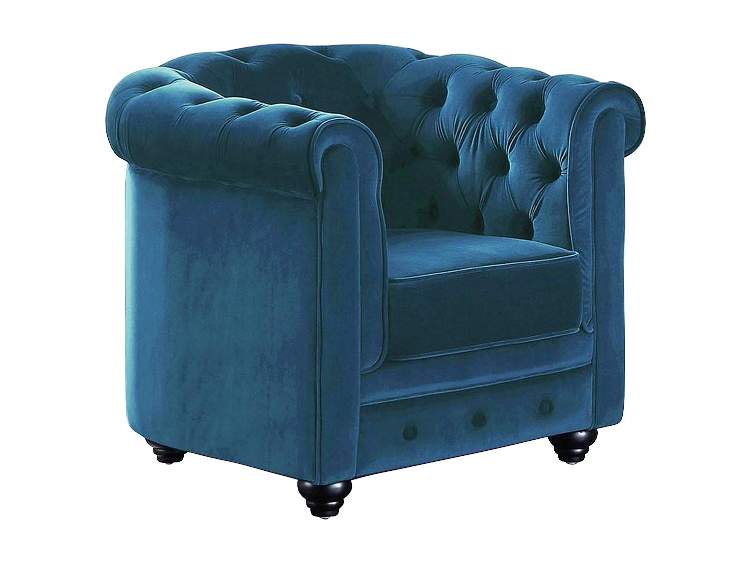 Lot de 2 fauteuils Chesterfield bleu velours