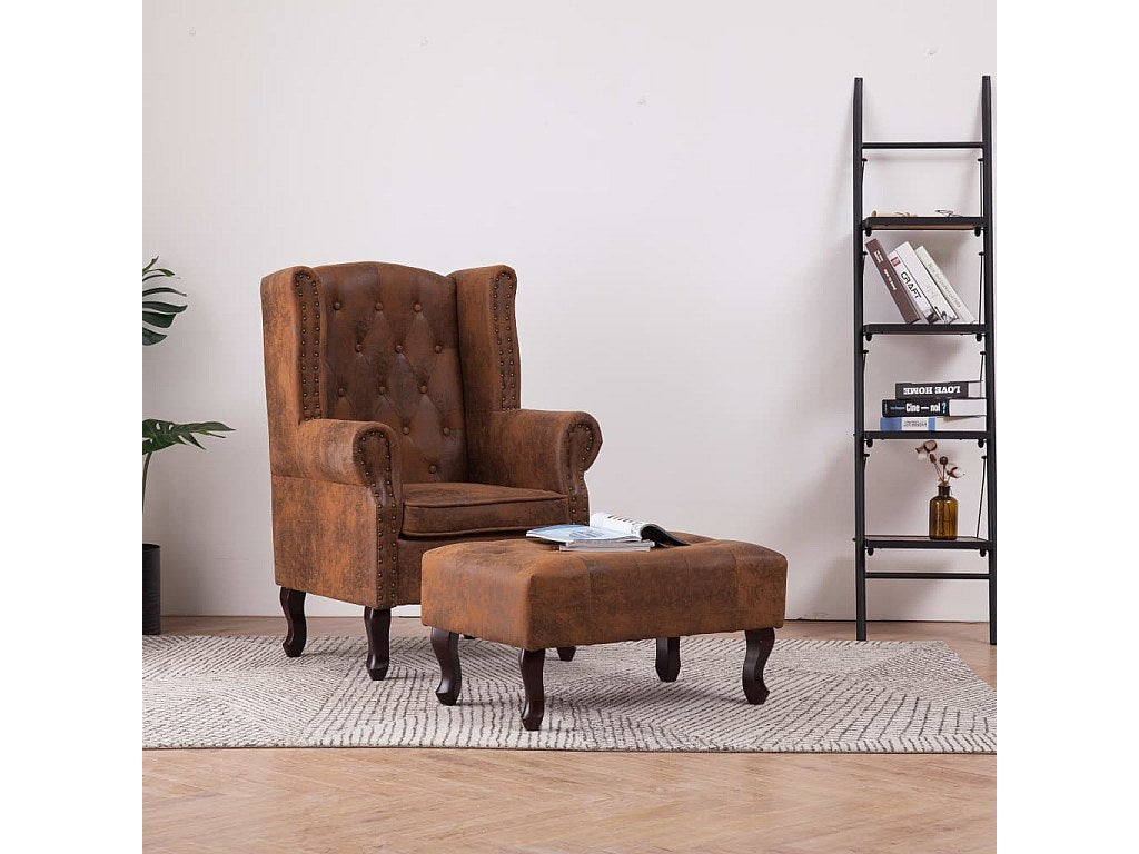 Fauteuil Chesterfield marron simili cuir