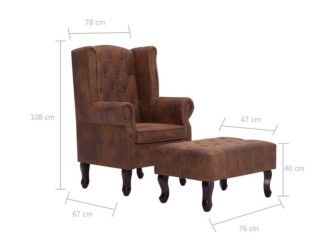 Fauteuil Chesterfield marron simili cuir