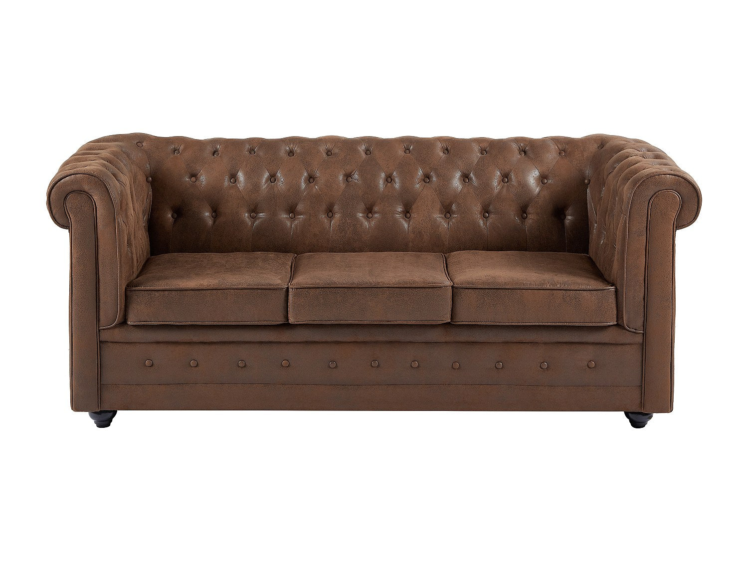 Canapé Chesterfield convertible 3 places marron tissu