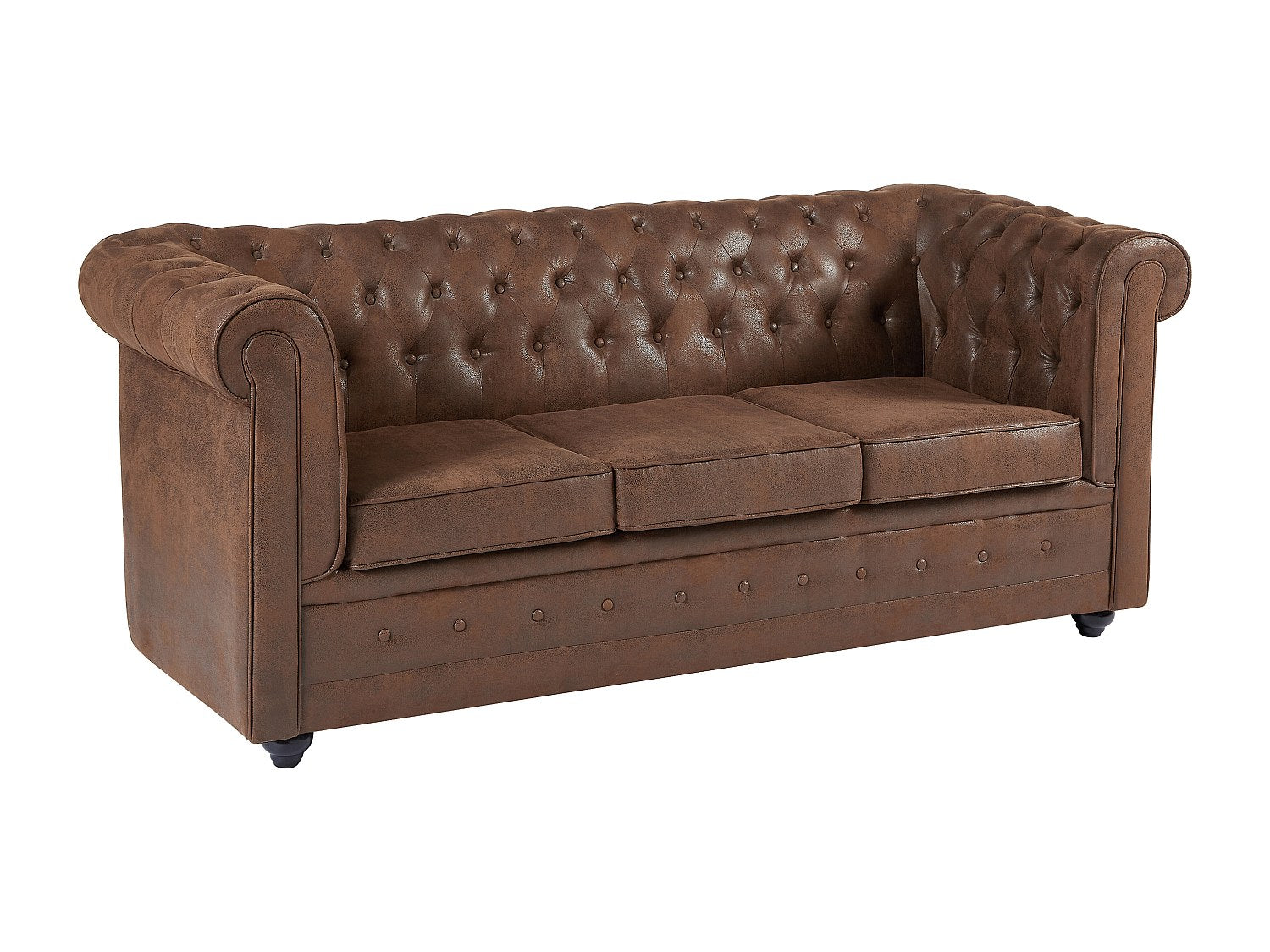 Canapé Chesterfield convertible 3 places marron tissu