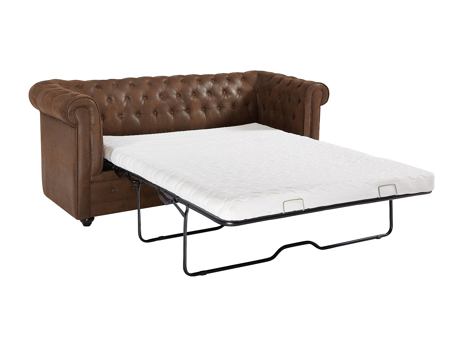 Canapé Chesterfield convertible 3 places marron tissu