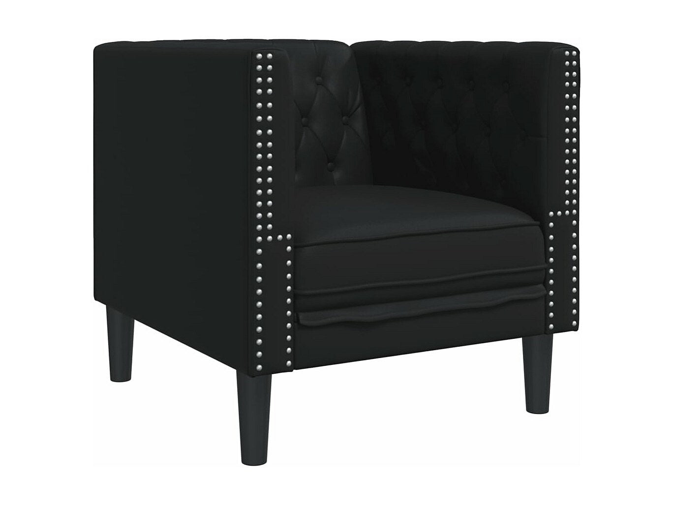 Fauteuil Chesterfield noir simili cuir