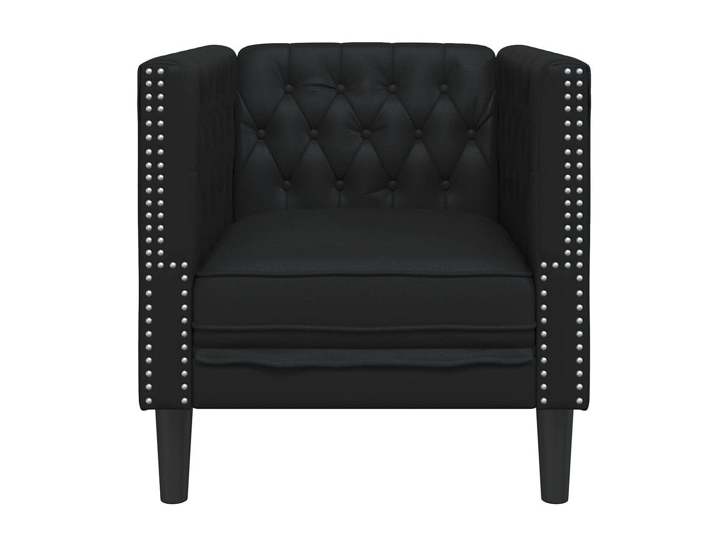 Fauteuil Chesterfield noir simili cuir