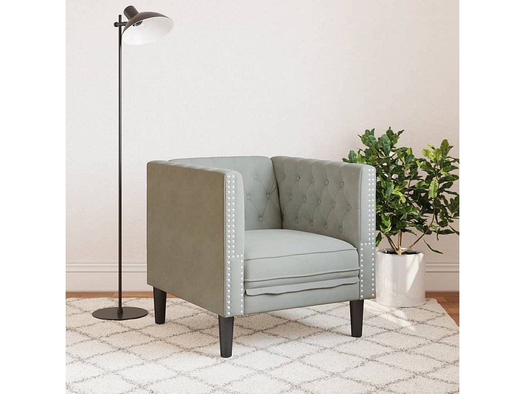Fauteuil Chesterfield gris velours