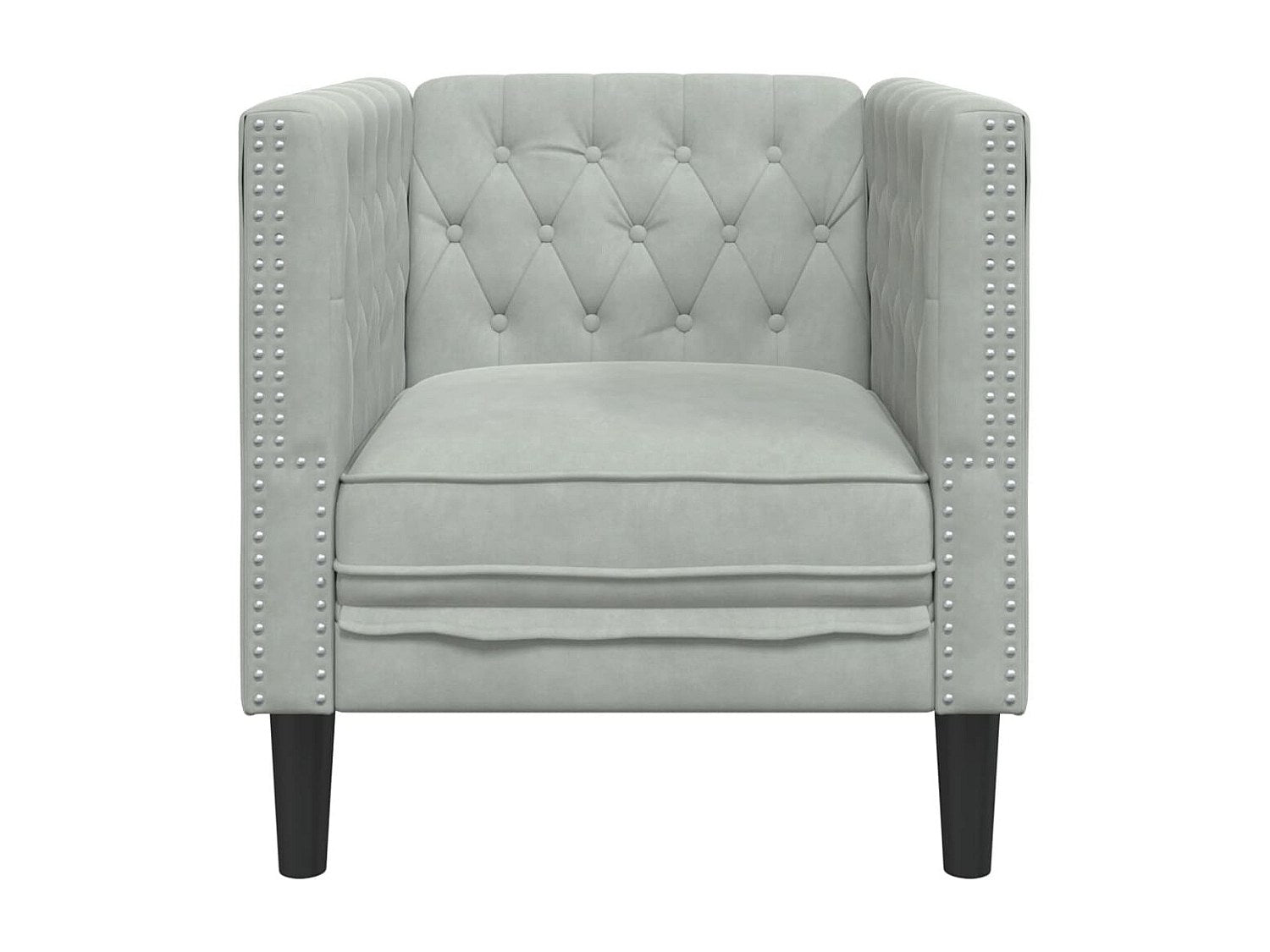 Fauteuil Chesterfield gris velours