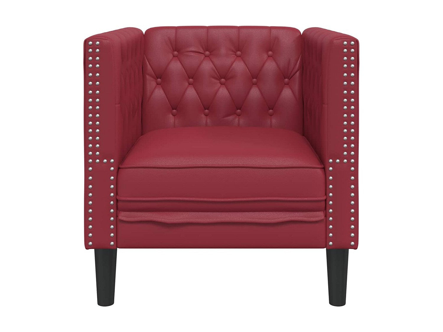 Fauteuil Chesterfield rouge simili cuir