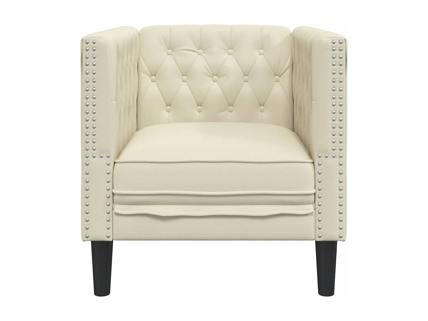 Fauteuil Chesterfield beige simili cuir