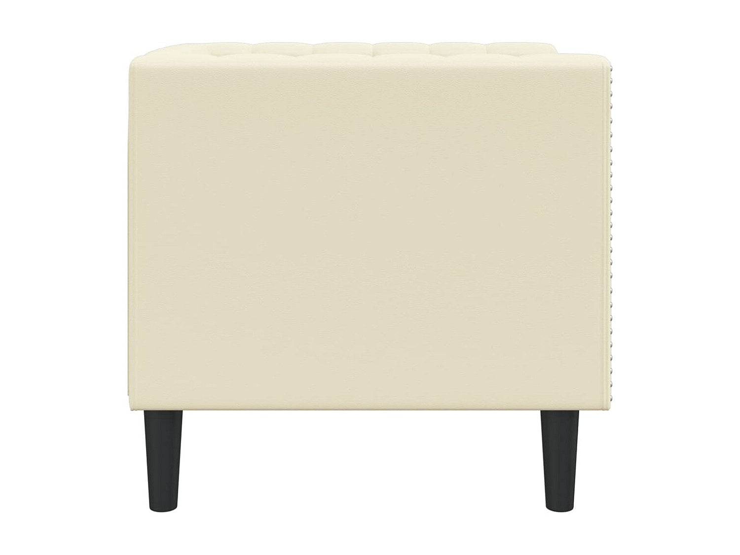 Fauteuil Chesterfield beige simili cuir