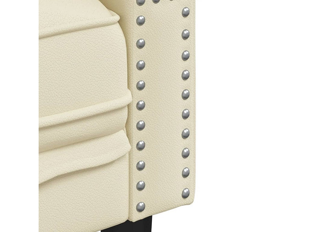 Fauteuil Chesterfield beige simili cuir