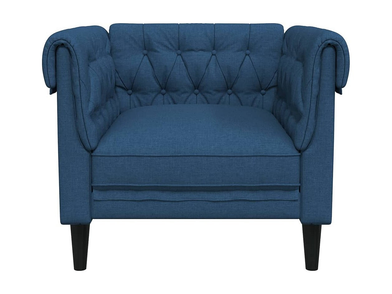 Fauteuil Chesterfield bleu tissu