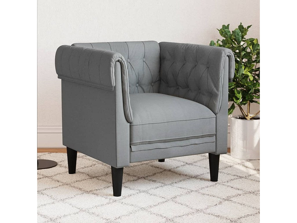 Fauteuil Chesterfield gris tissu