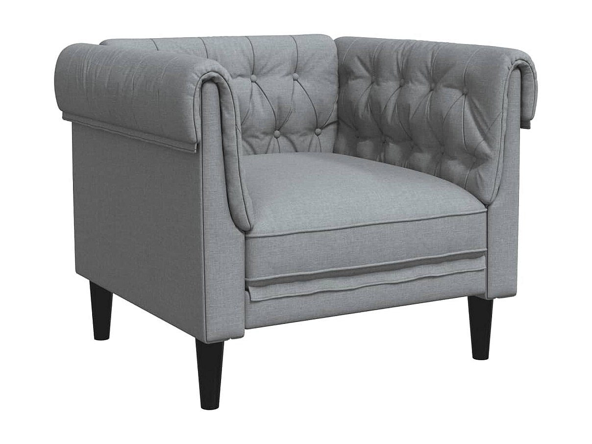 Fauteuil Chesterfield gris tissu