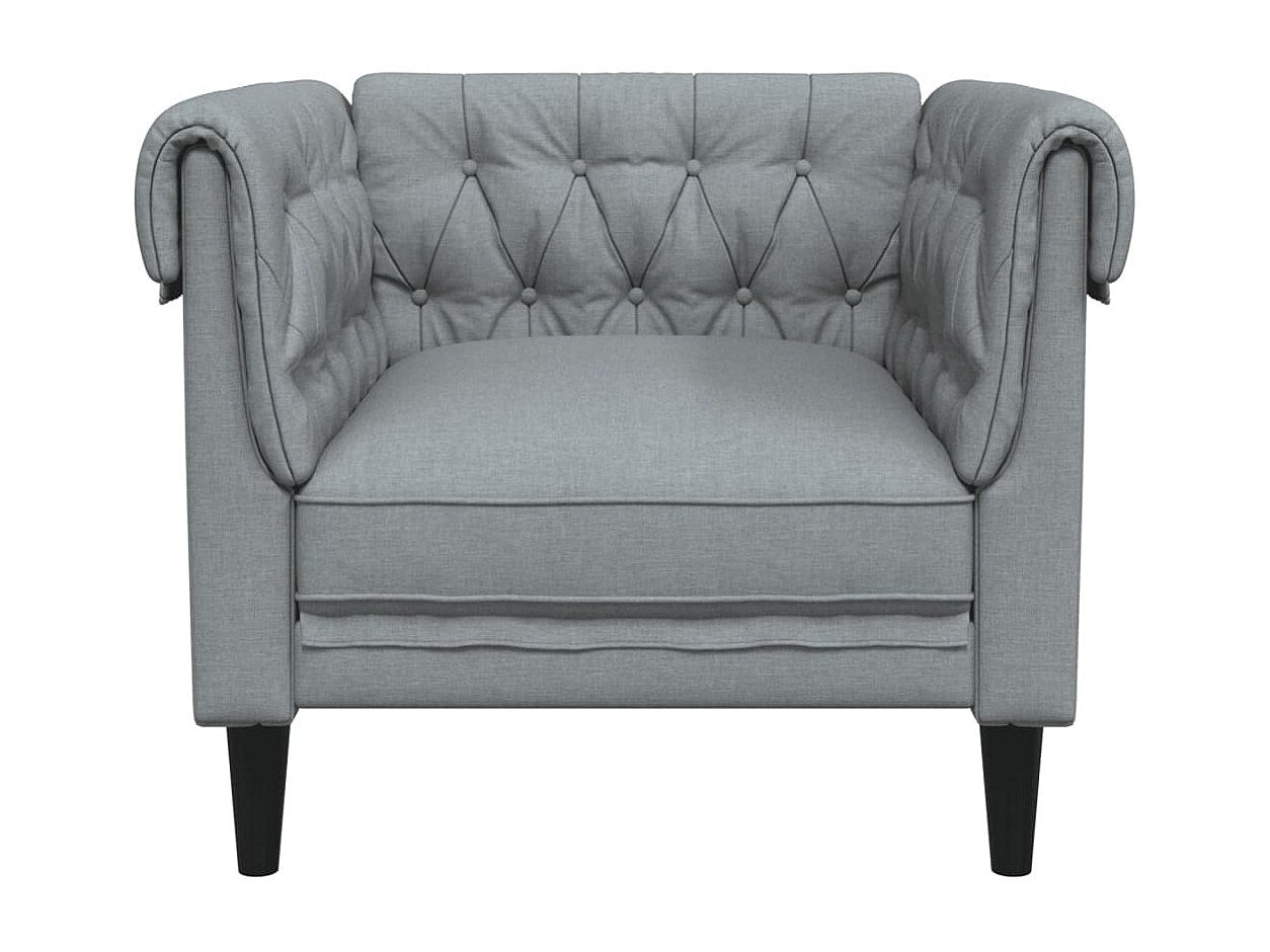 Fauteuil Chesterfield gris tissu