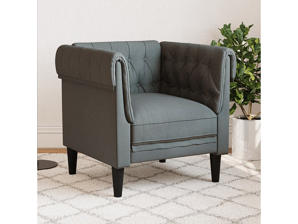 Fauteuil Chesterfield gris tissu