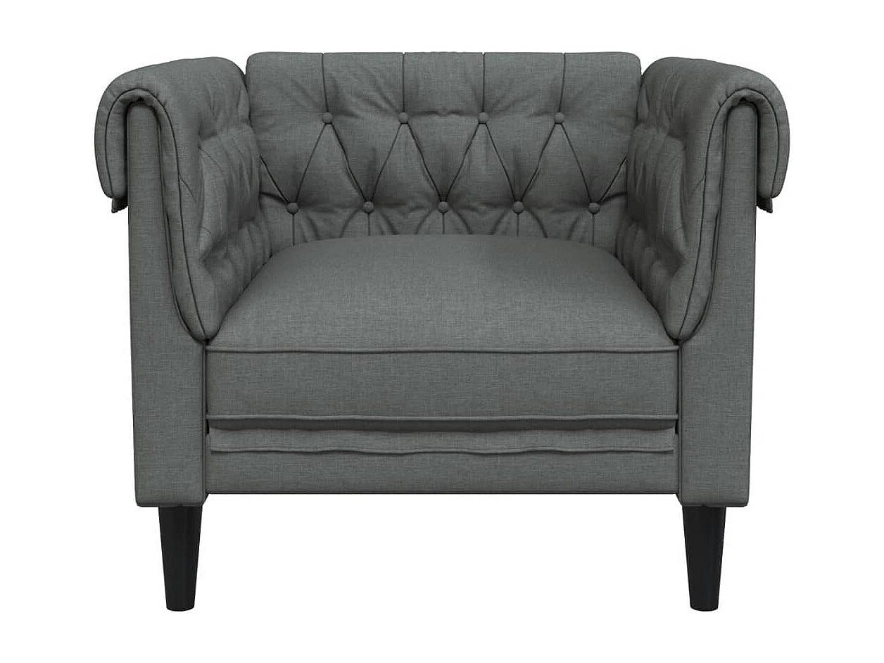 Fauteuil Chesterfield gris tissu