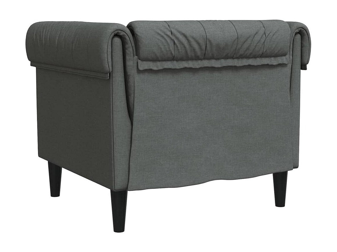 Fauteuil Chesterfield gris tissu