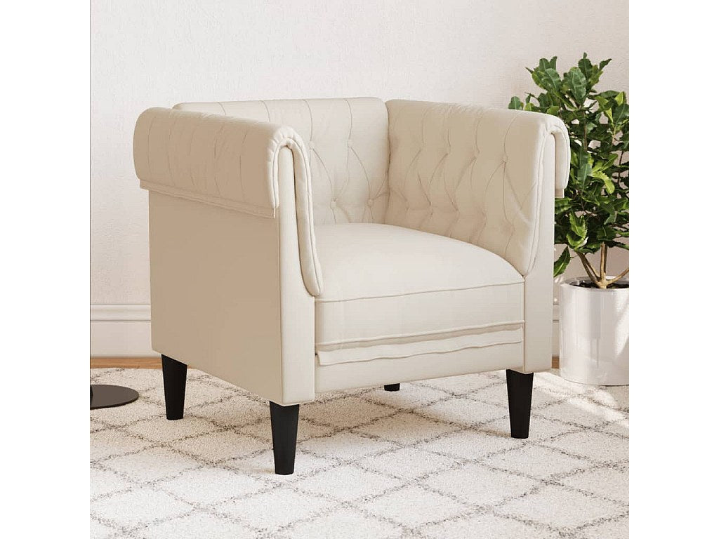 Fauteuil Chesterfield beige tissu