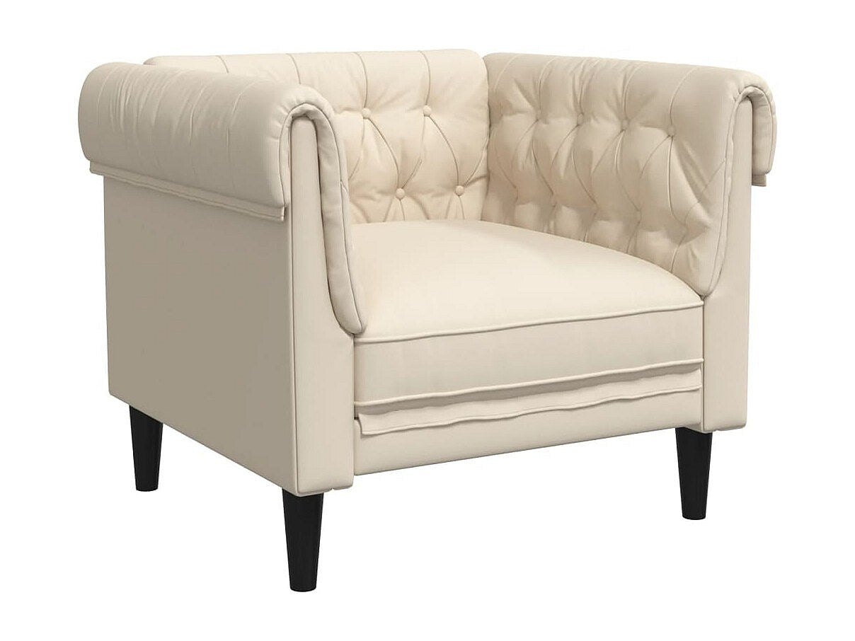 Fauteuil Chesterfield beige tissu