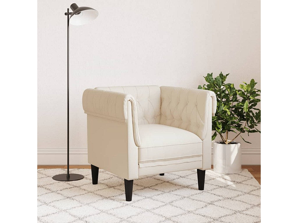 Fauteuil Chesterfield beige tissu