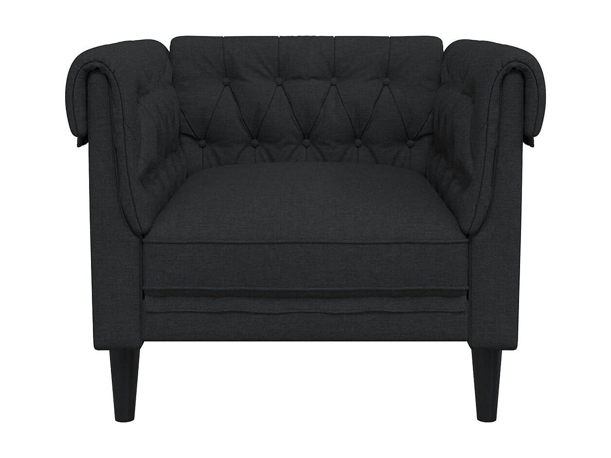 Fauteuil Chesterfield noir tissu