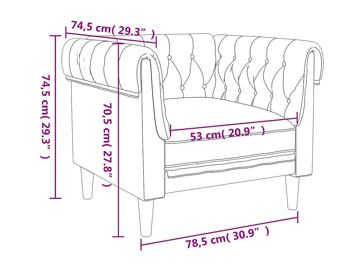 Fauteuil Chesterfield noir tissu