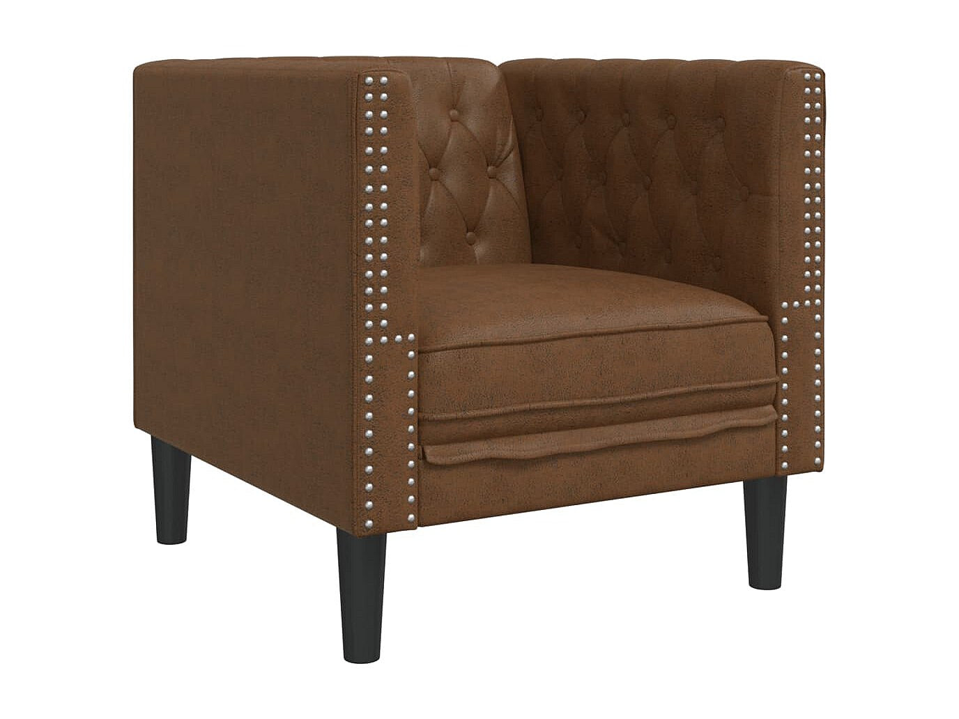 Fauteuil Chesterfield marron simili cuir