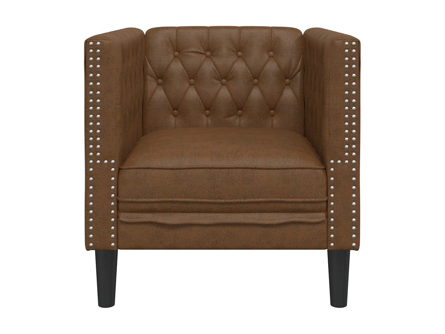 Fauteuil Chesterfield marron simili cuir