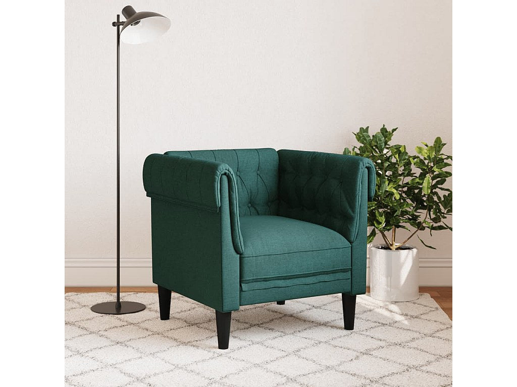 Fauteuil Chesterfield vert tissu