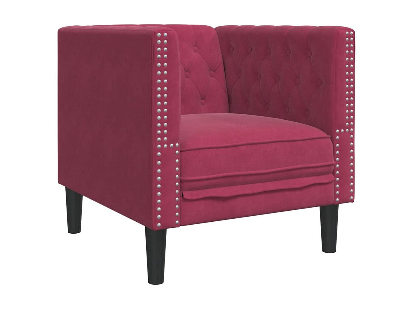 Fauteuil Chesterfield rouge velours