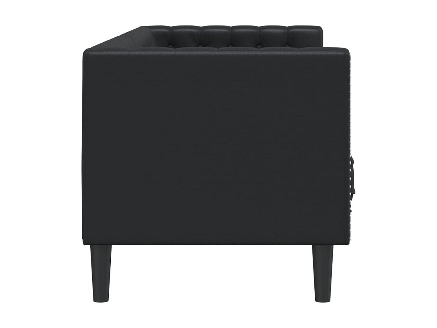 Canapé Chesterfield droit 3 places noir simili cuir