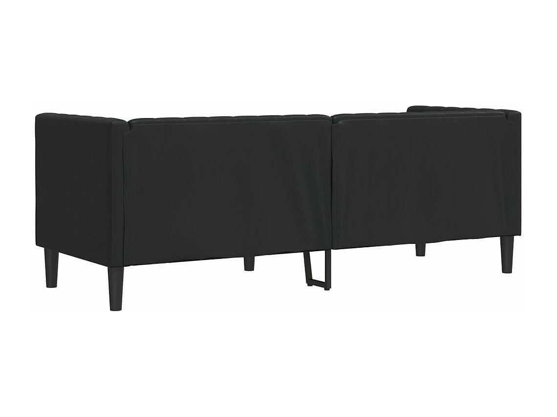 Canapé Chesterfield droit 3 places noir simili cuir