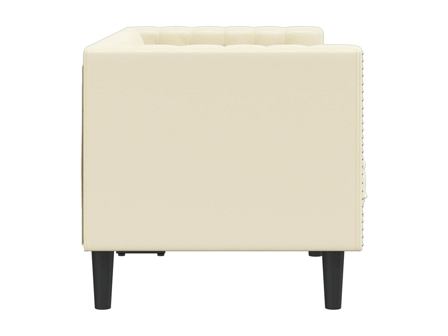 Canapé Chesterfield droit 2 places beige simili cuir