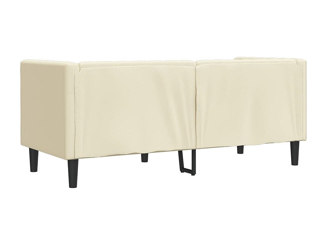 Canapé Chesterfield droit 2 places beige simili cuir