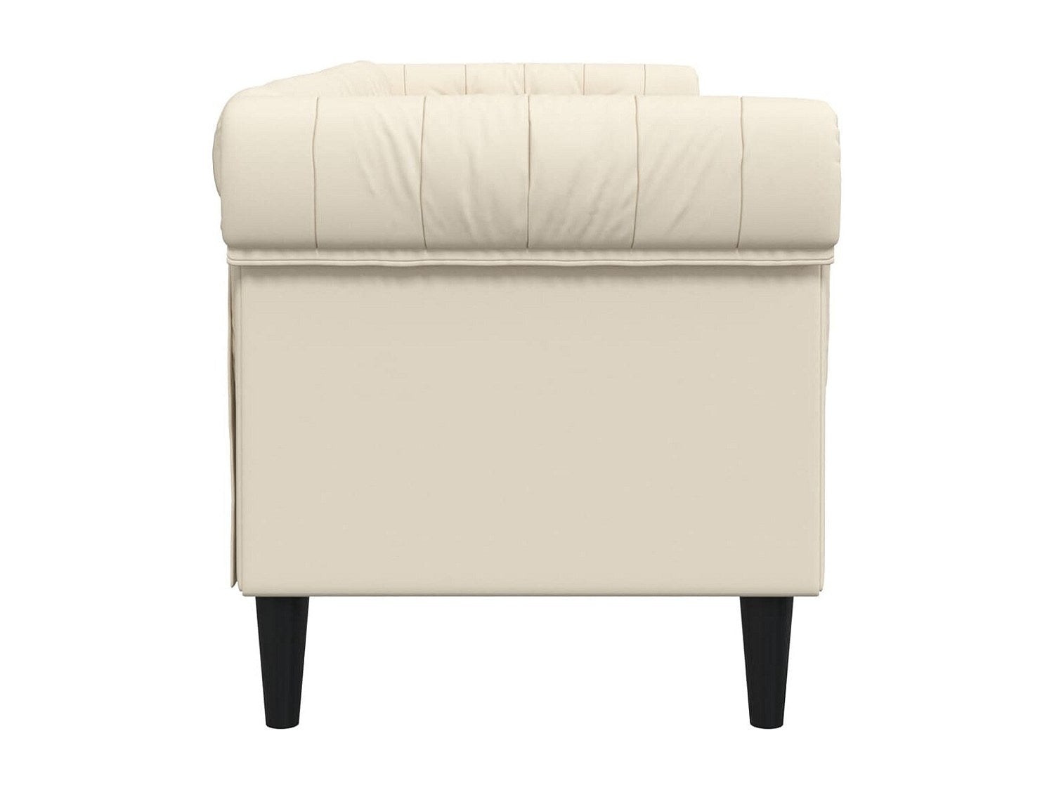 Canapé Chesterfield droit 3 places beige tissu