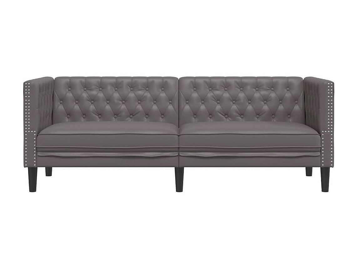 Canapé Chesterfield droit 3 places gris simili cuir