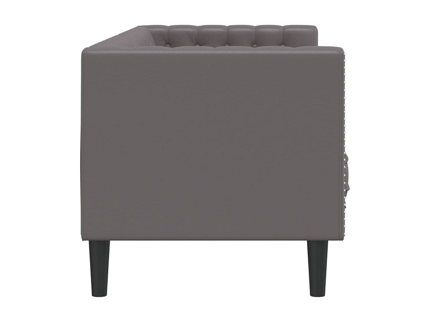 Canapé Chesterfield droit 3 places gris simili cuir