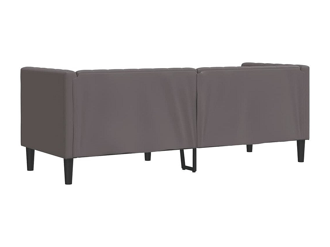 Canapé Chesterfield droit 3 places gris simili cuir
