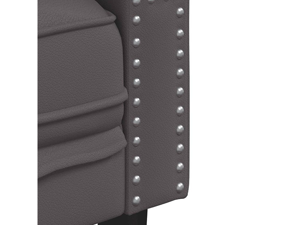 Canapé Chesterfield droit 3 places gris simili cuir