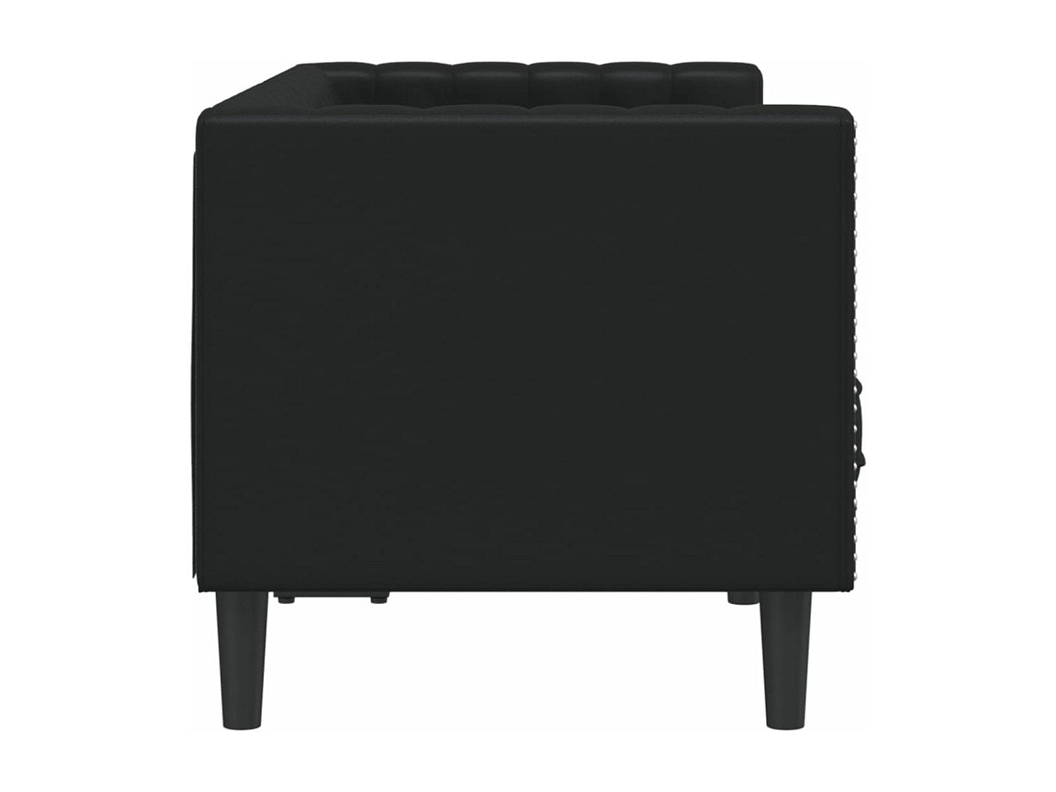 Canapé Chesterfield droit 2 places noir simili cuir