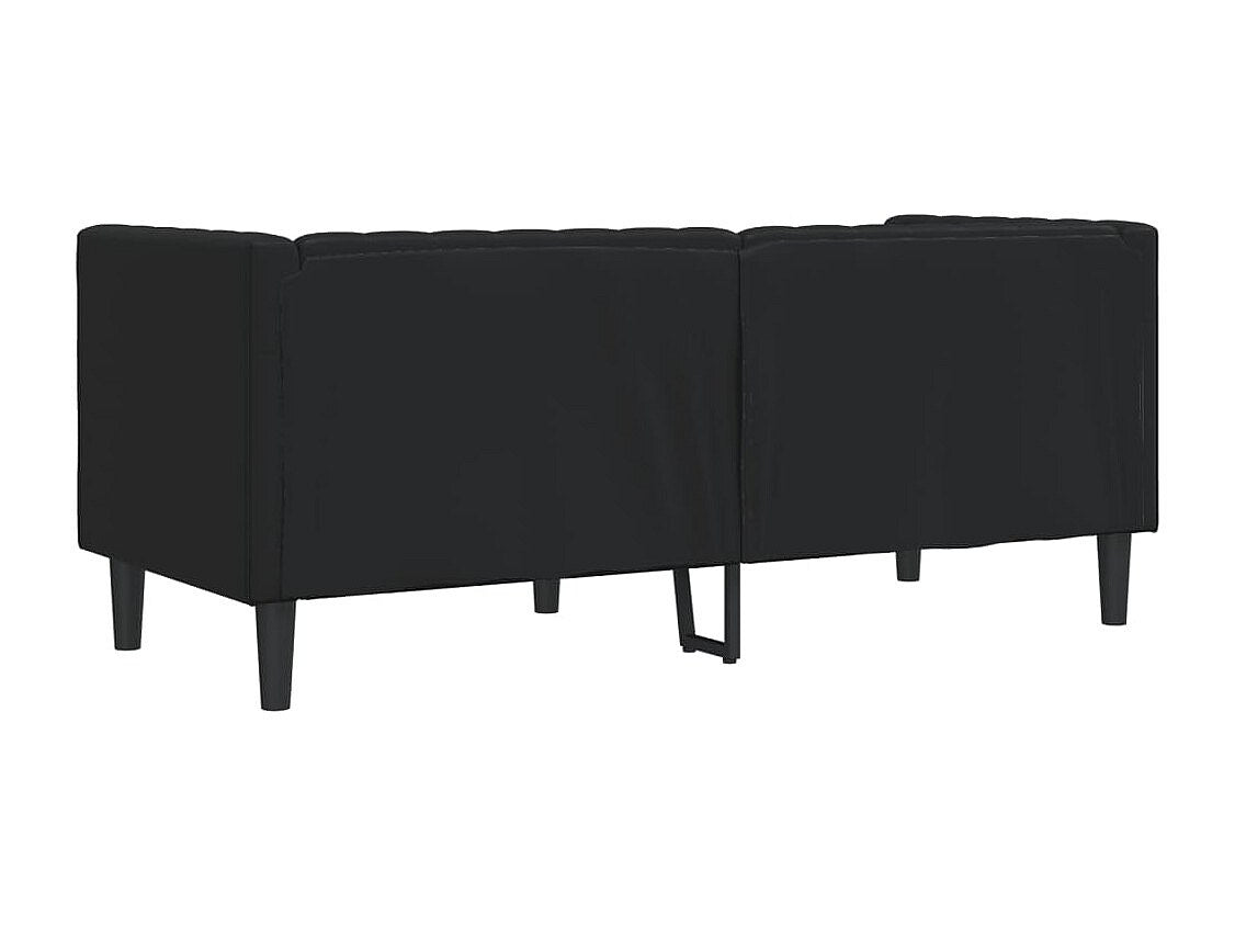 Canapé Chesterfield droit 2 places noir simili cuir