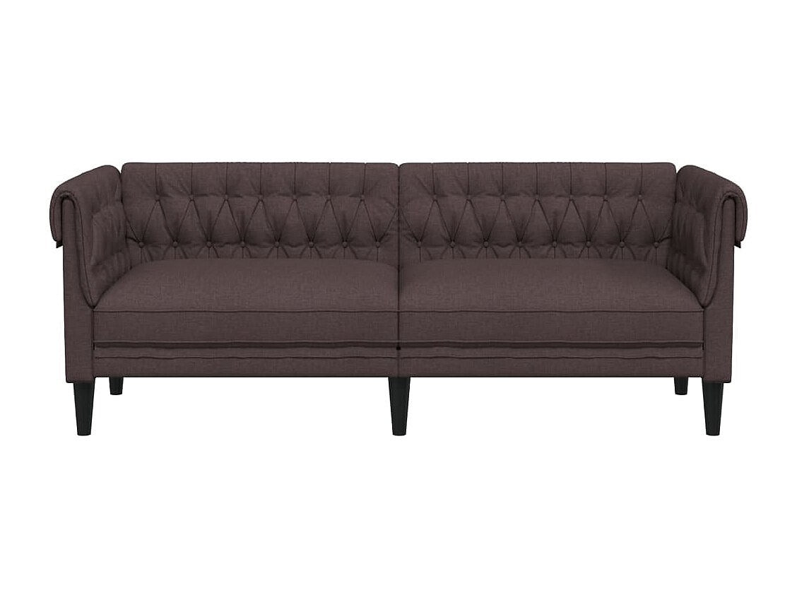 Canapé Chesterfield droit 3 places marron tissu