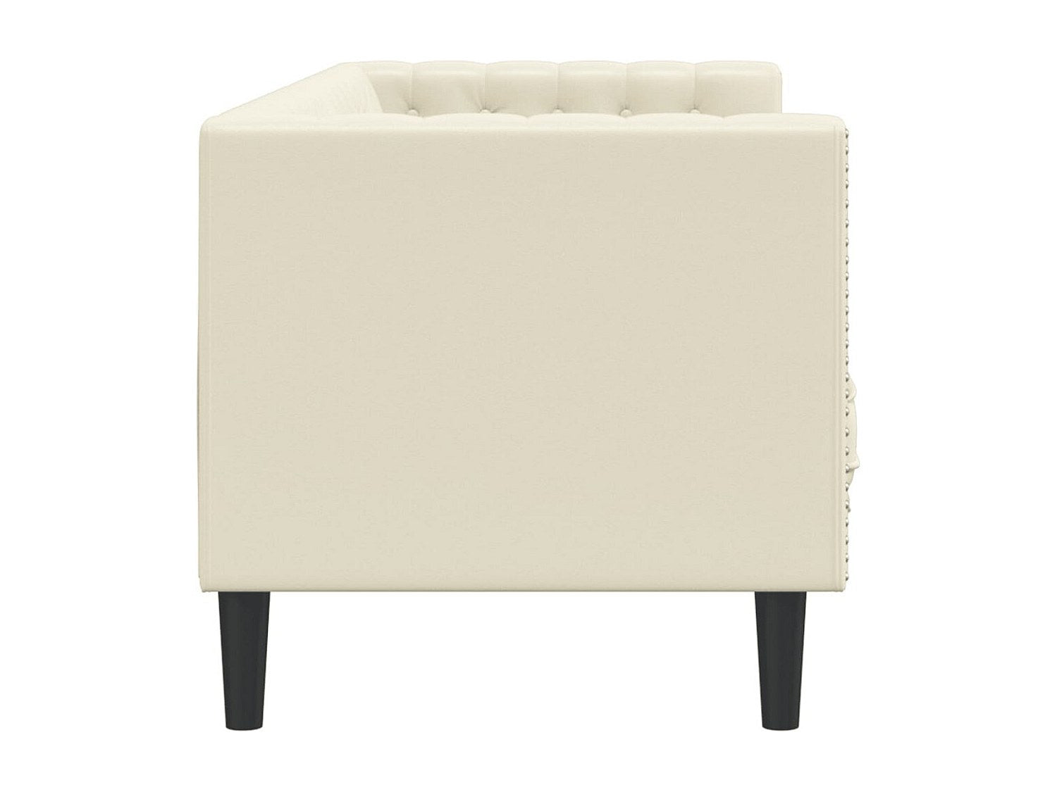 Canapé Chesterfield droit 3 places beige simili cuir