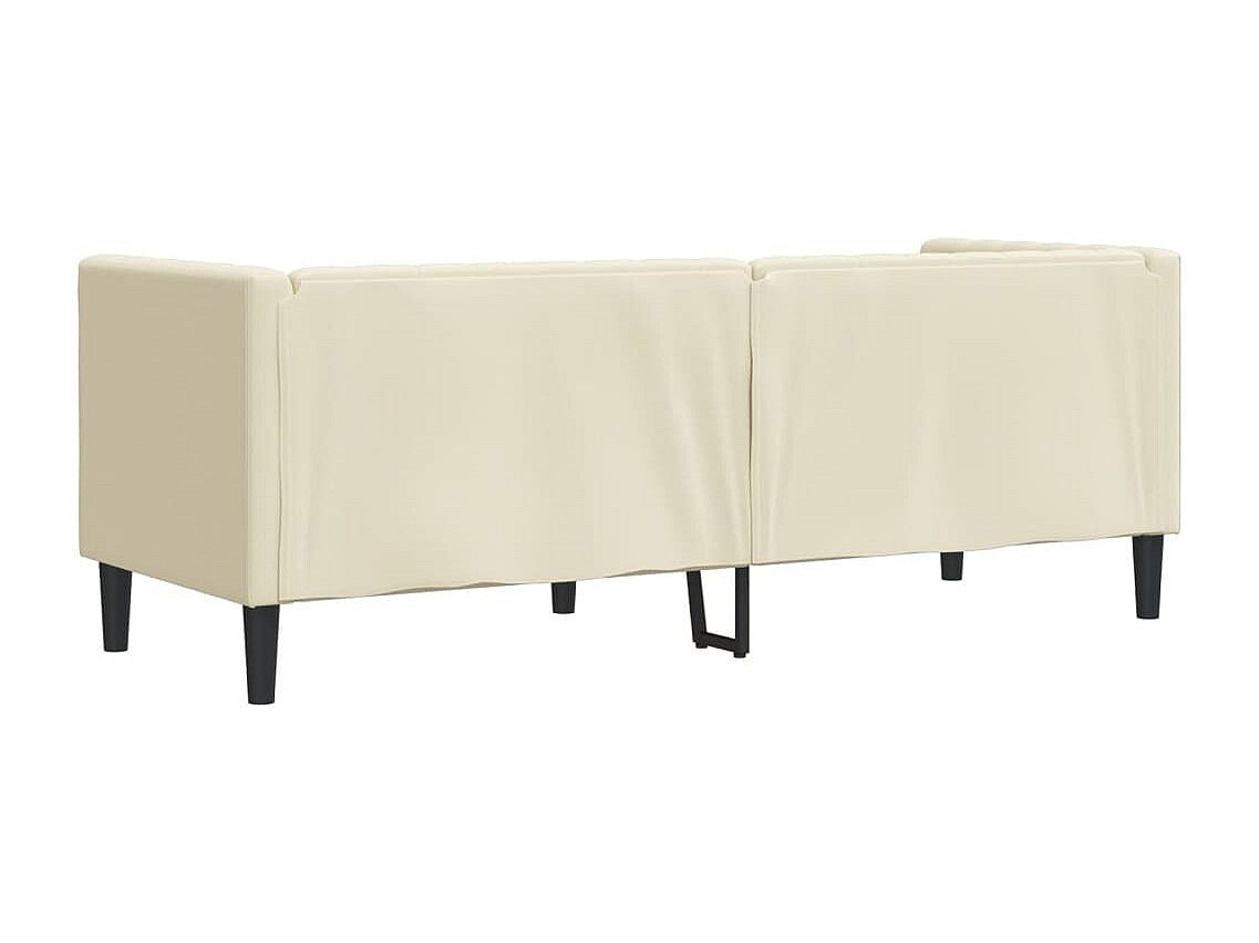 Canapé Chesterfield droit 3 places beige simili cuir