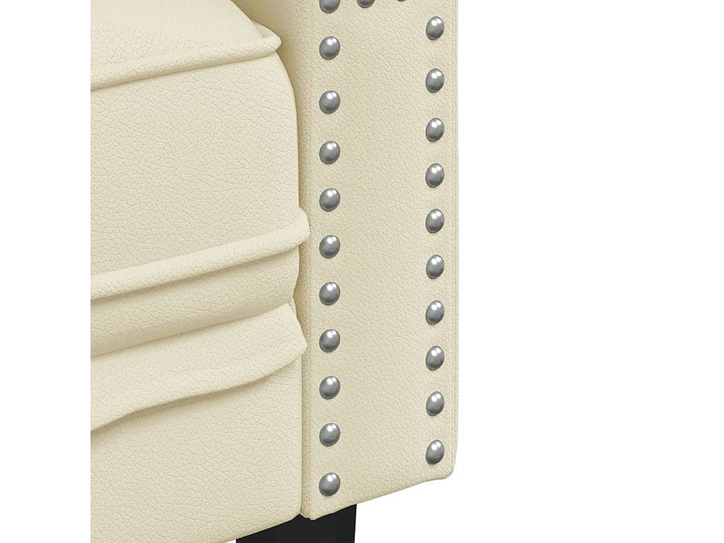 Canapé Chesterfield droit 3 places beige simili cuir