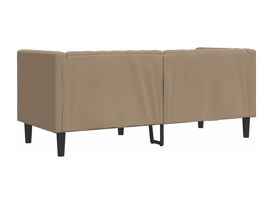 Canapé Chesterfield droit 2 places marron simili cuir