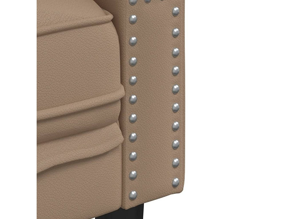 Canapé Chesterfield droit 2 places marron simili cuir