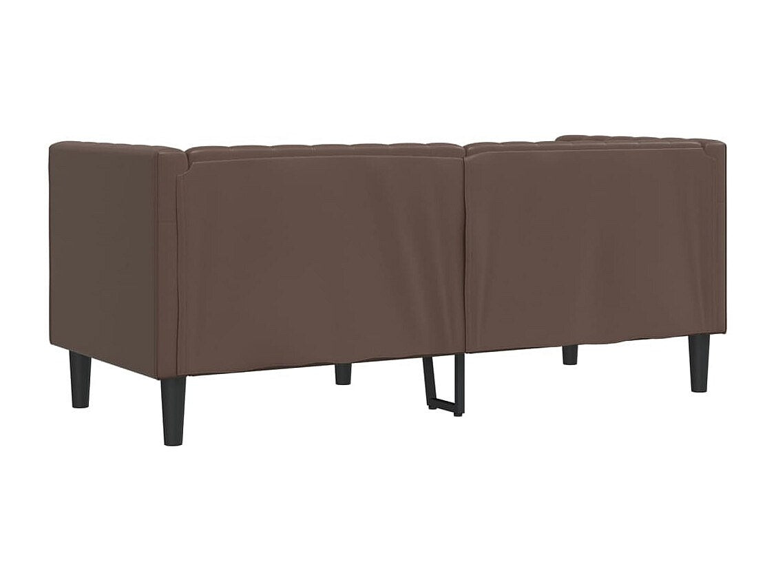 Canapé Chesterfield droit 2 places marron simili cuir